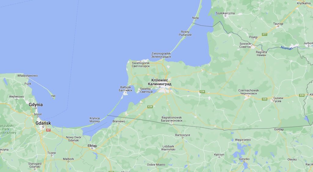 No i to jest konkret. Na Google Maps Polska już graniczy z Królewcem